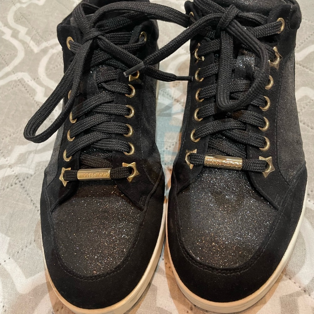 Jimmy Choo Black Glitter Sneakers